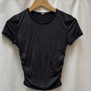 Lululemon Athletica Without Pause Side Scrunch Charcoal Short Sleeve Tee